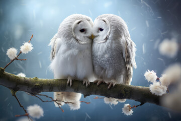 A couple of owls carrying love