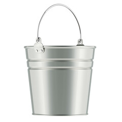 Poster - Galvanized bucket, galvanized steel pail with handle. 3D rendering isolated on transparent background