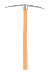 Poster - Stainless Steel Pickaxe with Wooden Handle, 3D rendering isolated on transparent background