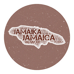 Jamaica Vector Image. Country round logo design. Jamaica poster in circular arcs and wordcloud style. Appealing vector illustration.