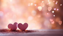 Red Heart On Beautiful Blurred Background, Valentine's Day Concept