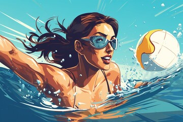 Wall Mural - water polo woman illustration