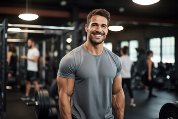 Wall Mural - smiling man in fitness