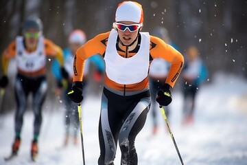 Canvas Print - biathlon race women