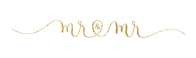 Wall Mural - MR & MR gold glitter vector brush calligraphy banner with swashes