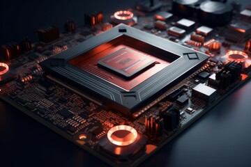 Poster - Efficient Digitalization processor. Science chip future. Generate Ai