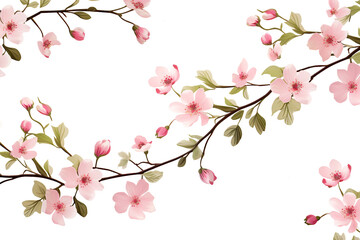 Wall Mural - Spring flower pattern on white background, illustration generated by AI