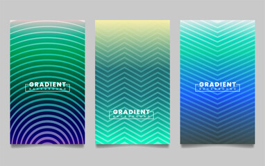 Poster - Set of vector gradient backgrounds with line texture. For covers, wallpapers, branding, business cards, social media and other projects.