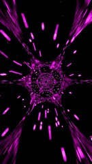 Poster - VERTICAL VIDEO abstract background with purple rays, SCHI FI TUNNEL LOOPING ANIMATION
