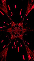 Poster - VERTICAL VIDEO abstract background with red rays, SCHI FI TUNNEL LOOPING ANIMATION