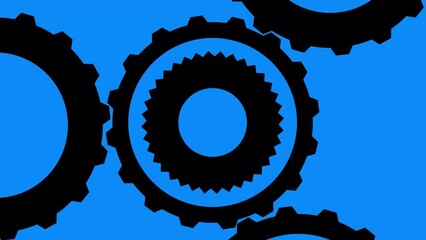 Poster - Rotating gears of the mechanism. Workflow or setup. Rendering animation.