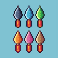Poster - Pixel art sets of gardening scoop shovel with variation color item asset. Simple bits of shovel pixelated style. 8bits perfect for game asset or design asset element for your game design asset.