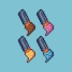 Poster - Pixel art sets of draw brush with variation color item asset. Simple bits of brush pixelated style. 8bits perfect for game asset or design asset element for your game design asset.