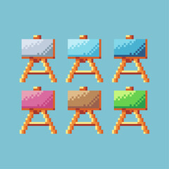 Poster - Pixel art sets of painting with variation color item asset. Simple bits of painting draw pixelated style. 8bits perfect for game asset or design asset element for your game design asset.