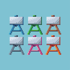 Poster - Pixel art sets of painting with variation color item asset. Simple bits of painting draw pixelated style. 8bits perfect for game asset or design asset element for your game design asset.