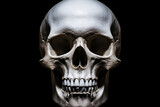 Fototapeta Tęcza - Human skull on black background
