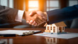 real estate sales handshake photo. successful transaction. Generative AI