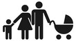Parents and kid black icon. Happy family pictogram