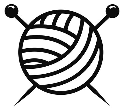 Yarn ball icon. Knitting symbol. Wool and needles