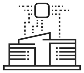 Sticker - Smart house linear icon. Building appliance technology