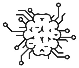 Poster - neural technology linear icon. brain science tech