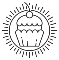 Poster - Cupcake logo. Thin line sweet pastry icon