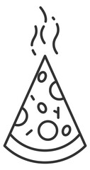 Sticker - Pizza slice icon. Hot tasty food line symbol