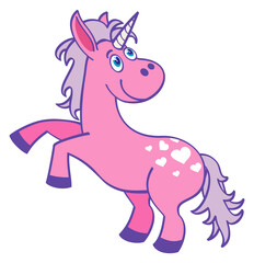 Wall Mural - Pink unicorn. Cute magic creature. Fairytale character