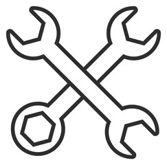 Poster - wrenches crossed linear icon. repair tools symbol