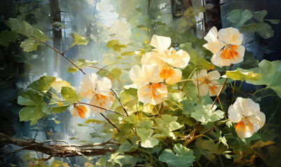 Picture of summer in the forest, flowers close-up.