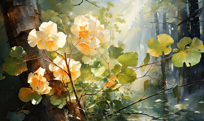 picture of summer in the forest, flowers close-up.