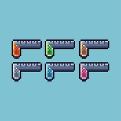 Fototapete - Pixel art sets of ruler tools with variation color item asset. Simple bits of ruler pixelated style. 8bits perfect for game asset or design asset element for your game design asset.