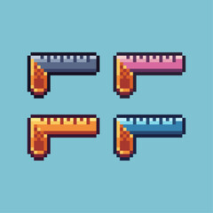 Fototapete - Pixel art sets of ruler tools with variation color item asset. Simple bits of ruler pixelated style. 8bits perfect for game asset or design asset element for your game design asset.