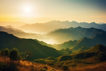 Wall Mural - beautiful view of the mountains in the morning