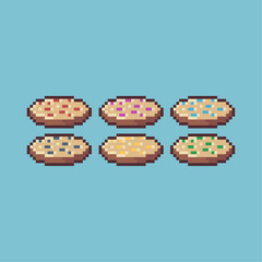 Poster - Pixel art sets of cookies food with variation color item asset. Simple bits of cookies pixelated style. 8bits perfect for game asset or design asset element for your game design asset.