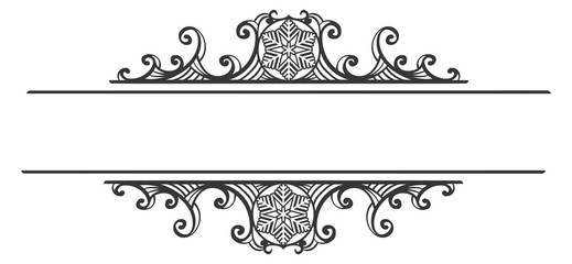 Canvas Print - decorative divider with ornate snowflake. winter card decoration