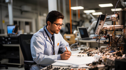 Engineer in an industrial control office