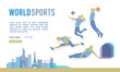 Great editable vector file of multisport festival with players silhouette coming out from a window in the front of Paris skyline with unique style best for your digital design and print mockup