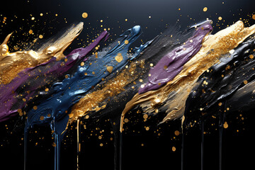 Poster - abstract make up brush strokes on black  background
