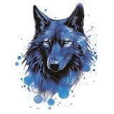 Fototapeta Do akwarium - Mystery wolf watercolor design