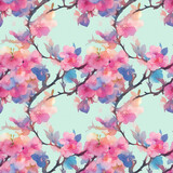 Fototapeta Storczyk - seamless watercolor floral abstract colorful wallpaper