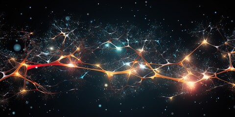 Wall Mural - an abstract representation of interconnected data nodes forming a digital matrix, symbolizing the co