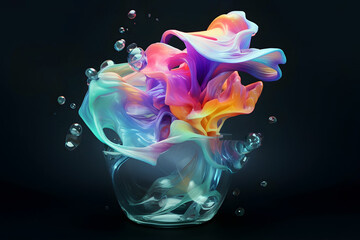 Poster - Colorful glossy liquid wave background. 3D and realistic abstract background. Generative AI