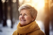 © Jürgen Fälchle - Portrait of a martue woman with short hair in sunny winter forest