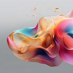 Poster - Colorful glossy liquid wave background. 3D and realistic abstract background. Generative AI