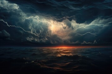 Aufkleber - A serene image showcasing a large body of water underneath a cloudy sky. Perfect for adding a touch of tranquility to any project or design.