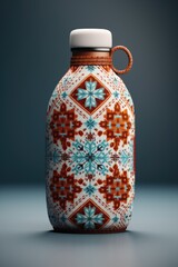 Poster - A water bottle with a convenient handle sits on a table. This versatile image can be used to promote hydration, health, fitness, or eco-friendly practices.