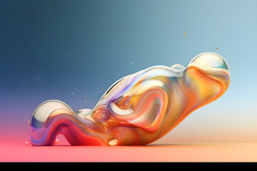 Poster - Colorful glossy liquid wave background. 3D and realistic abstract background. Generative AI