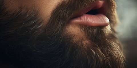 Poster - A close-up shot of a man with a beard. This image can be used for various purposes.