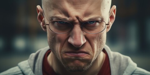 Poster - A close-up view of a person wearing glasses. This image can be used to depict intelligence, sophistication, or a professional look